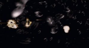 Powered down Raider fleet being massacred by Galactica's Vipers